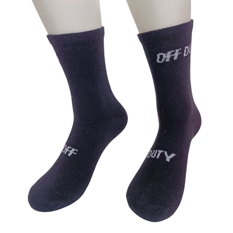 1pk classic black white sock with slogan