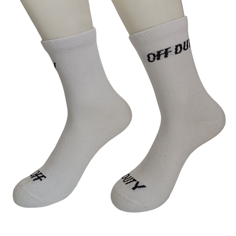1pk classic black white sock with slogan