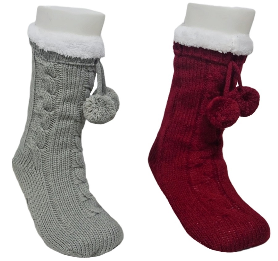 1pk pompom double layer slipper sock
