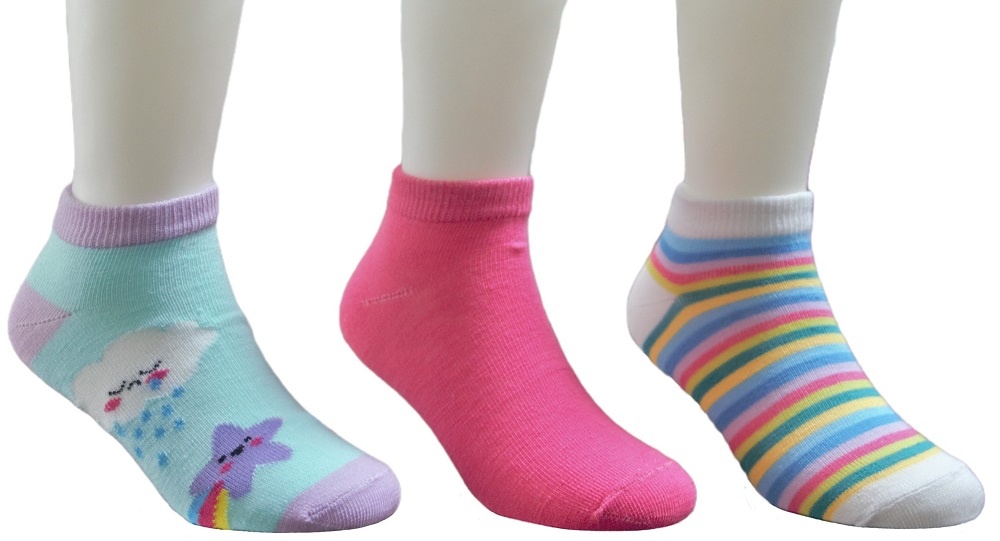 3pk cloud pattern ankle socks