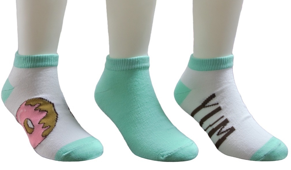 3pk doughnut pattern ankle socks