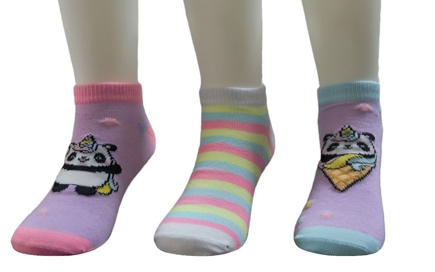 3pk panda pattern ankle socks