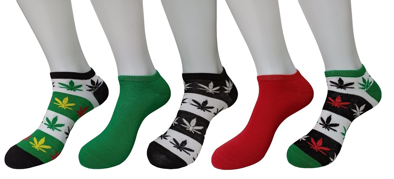 5pk block maple leaves pattern ankle socks