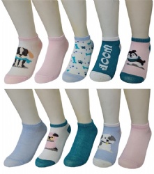 10pk doggie pattern ankle socks