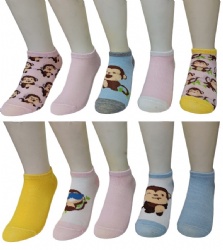 10pk little monkey pattern ankle socks