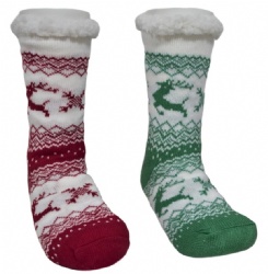 1pk Christmas reindeer double layer slipper sock