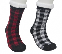 1pk check pattern double layer slipper sock