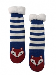 1pk fox face design double layer slipper sock