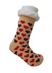 1pk hearts double layer slipper socks