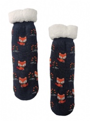 1pk little fox design double layer slipper sock