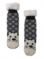 1pk lovely bear pattern double layer slipper sock