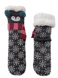 1pk penguin design double layer slipper sock