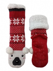 1pk polar bear design double layer slipper sock