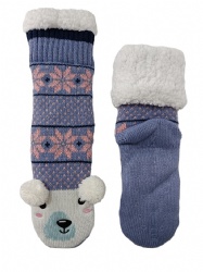 1pk polar bear double layer slipper sock