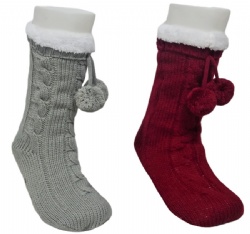 1pk pompom double layer slipper sock