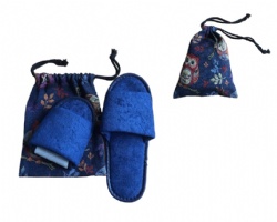 1pk portable slipper with gift bag navy blue