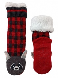 1pk raccoon design double layer slipper sock