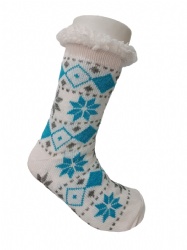 1pk snowflake double layer slipper socks