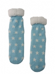 1pk white stars double layer slipper sock