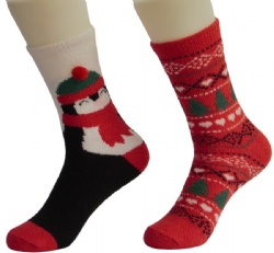 2pk Christmas penguin pattern supersoft cozy crew socks