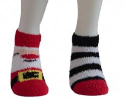 2pk Santa pattern cozy ankle socks