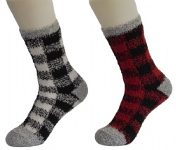 2pk check pattern cozy crew socks