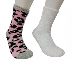 2pk leopard print pattern cozy socks