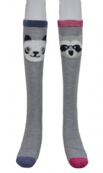 2pk panda raccoon knee high socks