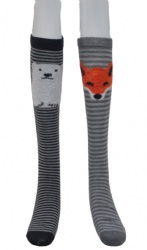 2pk polar bear fox knee high socks