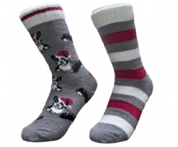 2pk pug pattern supersoft cozy crew socks