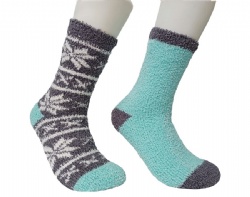 2pk snowflake cozy crew socks