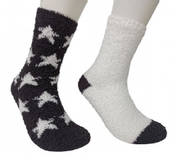 2pk stars pattern cozy crew socks