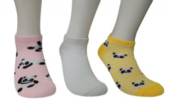 3pk AOP panda pattern ankle socks