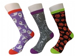 3pk Halloween pattern crew socks