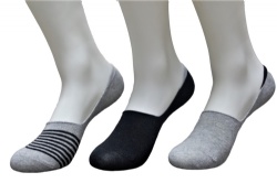 3pk black grey stripe invisible socks