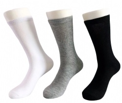 3pk black white grey basic solid crew socks