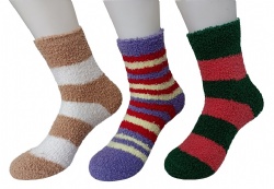 3pk block stripes cozy ankle socks