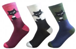 3pk cat design pattern crew socks