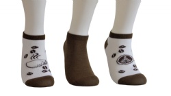 3pk coffee pattern ankle socks