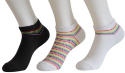 3pk colorful stripes ankle socks