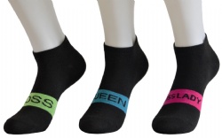 3pk cool slogan ankle socks