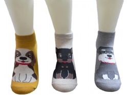 3pk doggie pattern ankle socks