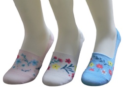 3pk flower pattern invisible/ low cut socks