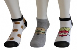 3pk junk food pattern ankle socks