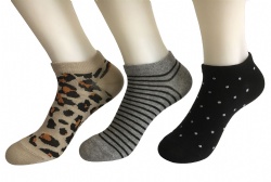 3pk leopard pattern ankle socks