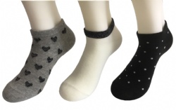 3pk lurex hearts ankle socks