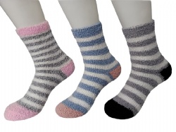 3pk stripes cozy ankle socks