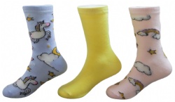 3pk unicorn pattern crew socks