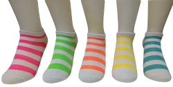 5pk neon stripes pattern ankle socks