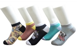 5pk pug pattern ankle socks